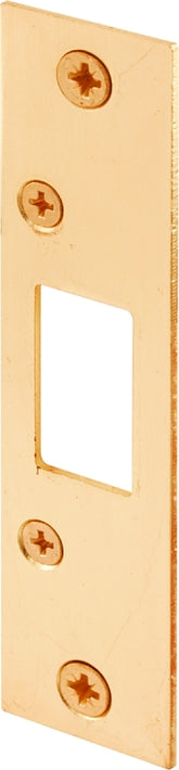 Defender Security E 2432 Deadbolt Strike Plate, 4-7/8 in L, 1-1/8 in W, Steel, Brass
